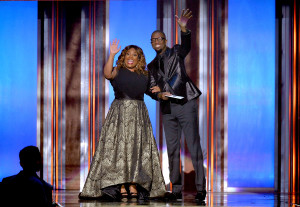 LAS VEGAS, NV - FEBRUARY 20: Hosts Sherri Shepherd and Rickey Smiley speak onstage at the 2016 Stellar Gospel Awards at the Orleans Arena on February 20, 2016 in Las Vegas, Nevada. (Photo by Earl Gibson III/Getty Images)
