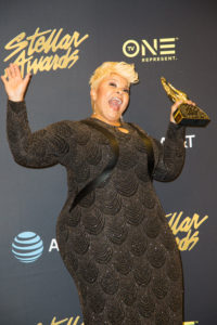 Tamela Mann excited over winning six StellarAwards back stage at the 32nd Stellar Gospel Music Awards, March 25, 2017 in Las Vegas.