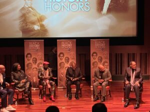 Black History Honors q and a panel discussion at premiere screening of Black History Honors at the National Underground Railroad Freedom Center in Cincinnati, Ohio on January 30, 2023