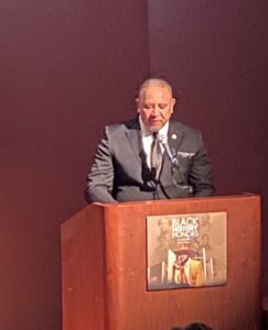 Marc Morial, President of the National Urban League speaks at the Q&A session at the premiere screening of Stellar TV's Black Music Honors docuseries at the National Underground Railroad Freedom Center in Cincinnati, Ohio.