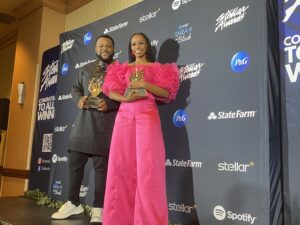 Zacardi Cortez and DOE in the press room at The 38th Annual Stellar Awards at The Orleans Arena in Las Vegas, 7.15.2023